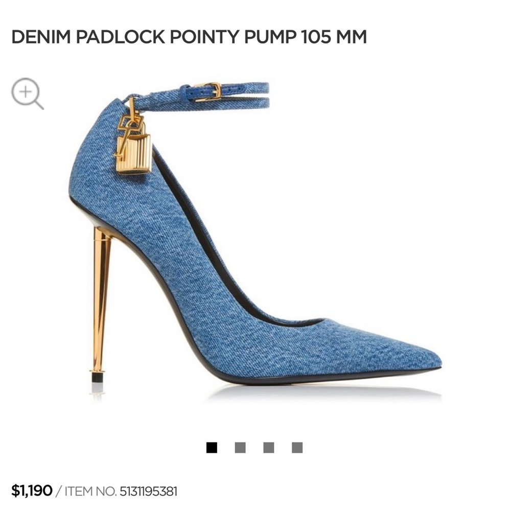DENIM PADLOCK POINTY PUMP 105 MM worn once